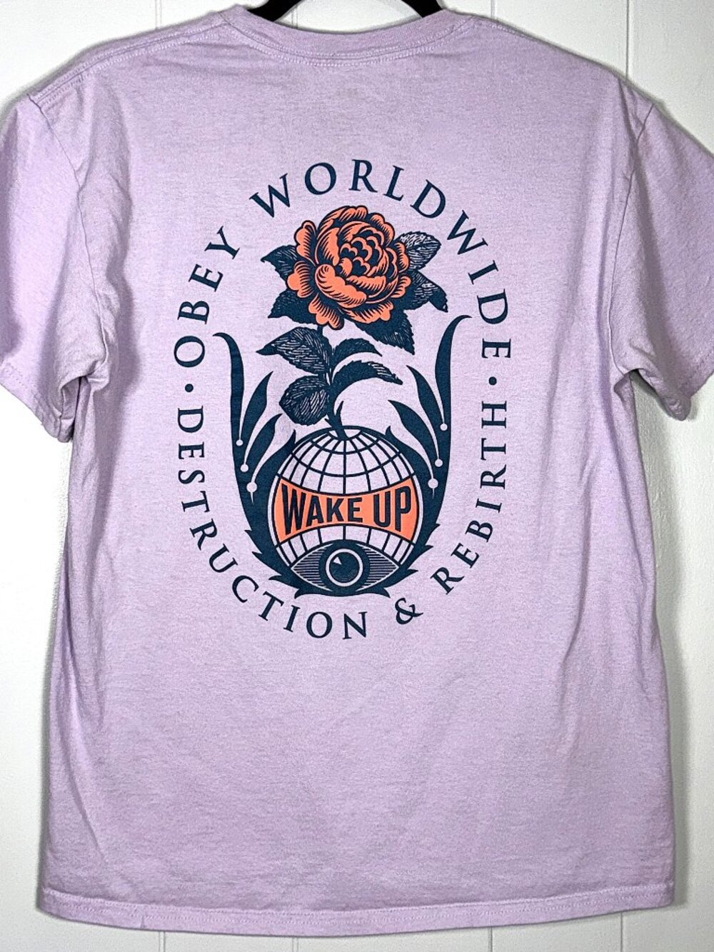 Obey Worldwide Wake-Up Destruction Rebirth Rose Flower Cotton Crew T-Shirt Top M